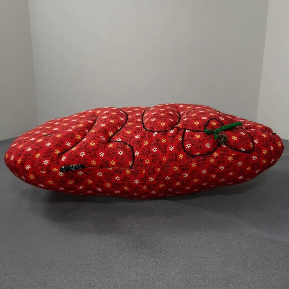 Vintage Handmade Dog Throw Pillow Red‎ Calico Floral Puppy Cottagecore Country